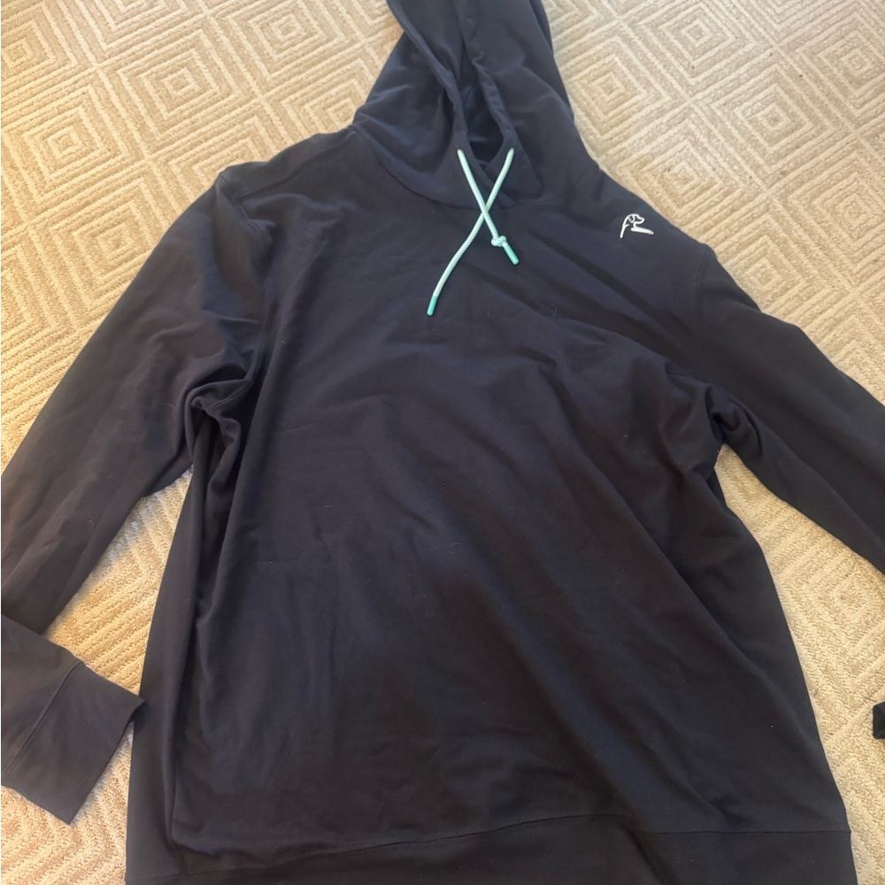 Rhoback Black Hoodie with Teal Accents